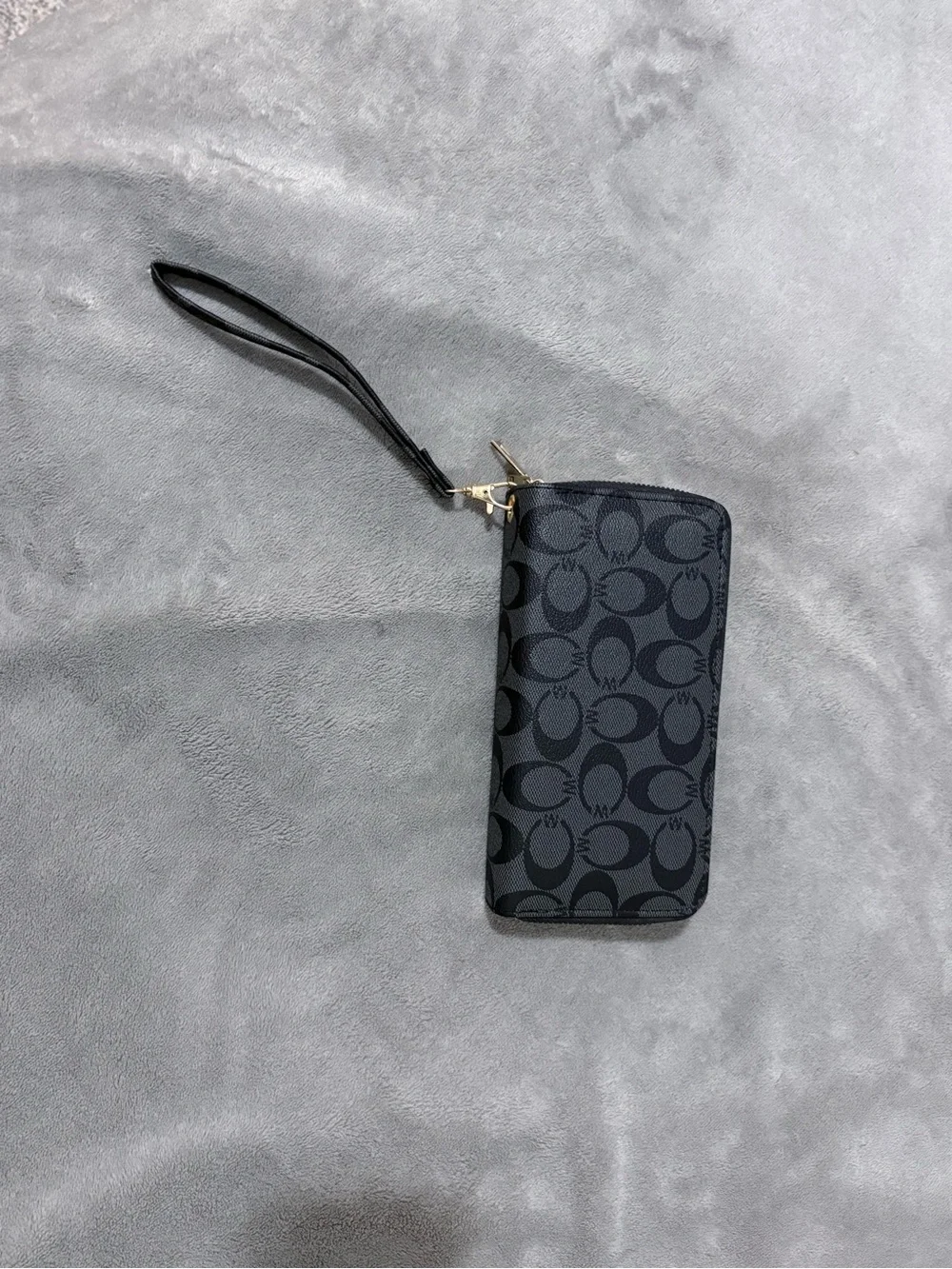 “Coach” Black Signature Wristlet Wallet